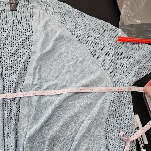 Chicos Travelers Collection Womens Sparkly Open Knit Cardigan Size 2 Lagenlook - Picture 9 of 11